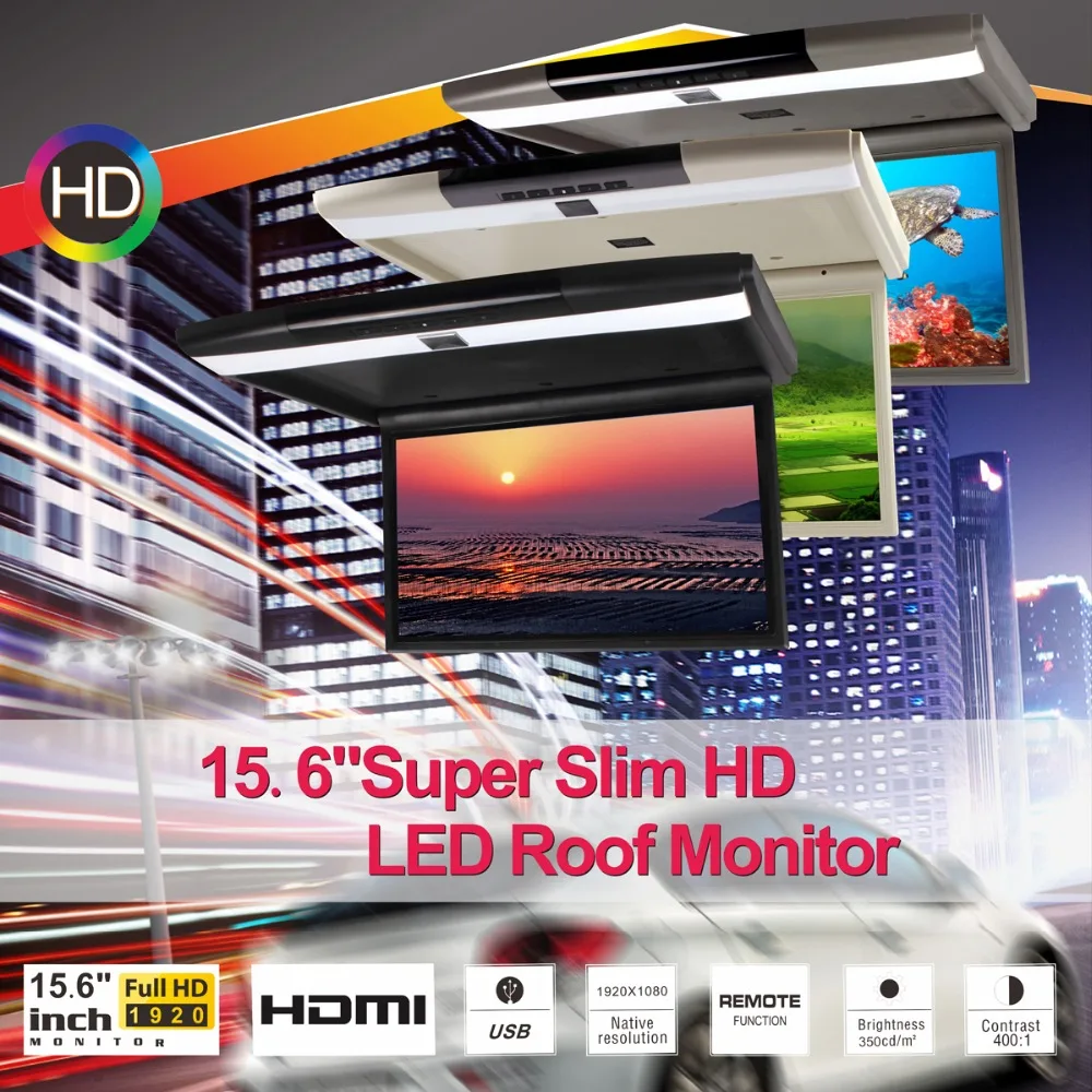  auto 15.6 inch Flip Down LED Monitor with HDMI Input