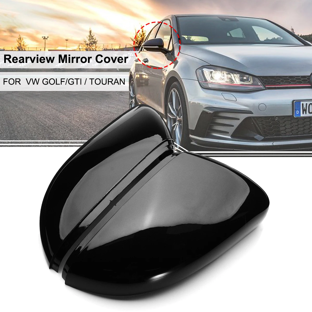 

A Pair Wing Rear View Mirror Case Cover Trim Cap For VW Golf GTI MK6 Touran