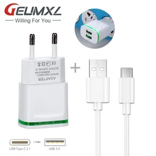 GEUMXL 2A EU зарядное устройство для мобильного телефона+ USB кабель type C для zte nubia Z11 mini S, Meizu Pro 6s, ASUS Zenfone 3 ZE520KL
