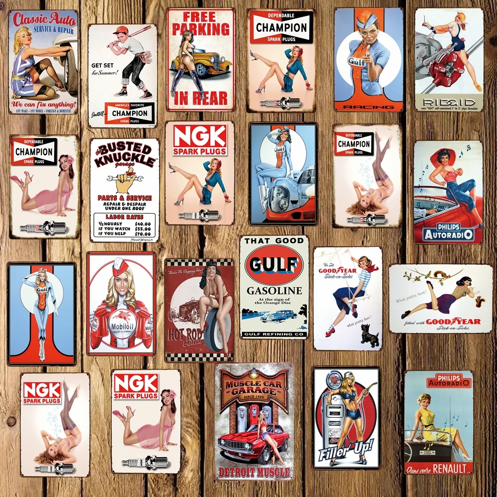 

[ WellCraft ] SPARK PLUGS MOTOR OIL Tin Signs Wall Plaque Custom Painting Antique Gift Vintage bar Pub Decor LT-1701