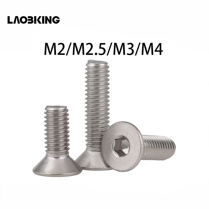 

100pcs Allen Key Head DIN7991 M2 M2.5 M3 M4 Stainless Steel 304 Hex Socket Countersunk Head Screw