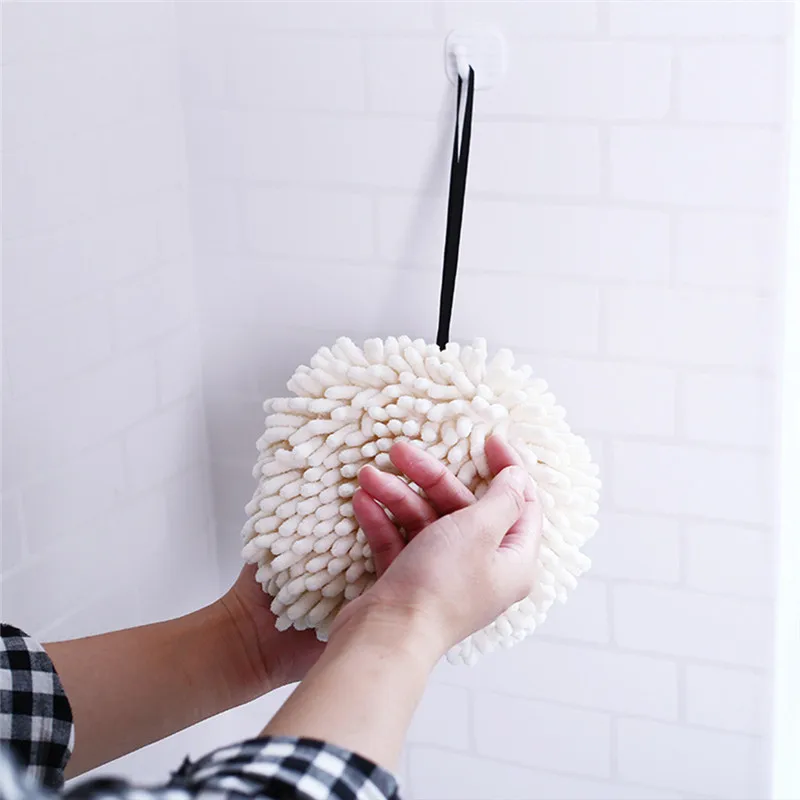 

Absorbent Hand Towel Chenille handball Kitchen Hanging Washcloths Q-drying Towel Wipes Hand Towel Hanging Water Absorbent &