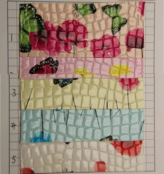 

faux leather material butterfly with flower printed stone grain PVC leather fabric/ 3 colors/ factory wholesale