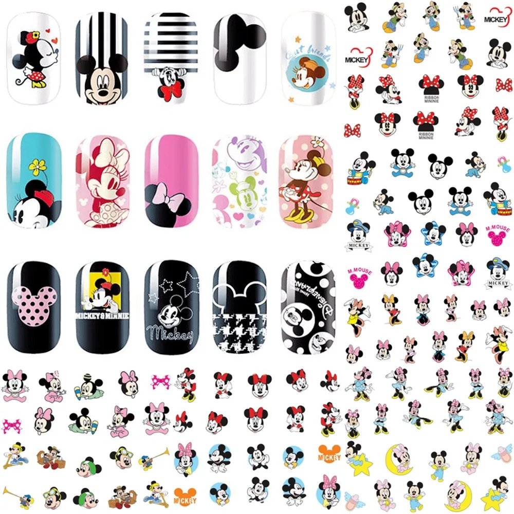 

12 Sheets Cat Mouse Nail Art Decorations Sticker Water Decals Nails Sticker Art Transfer Foil Manicure Tools Cartoon Design