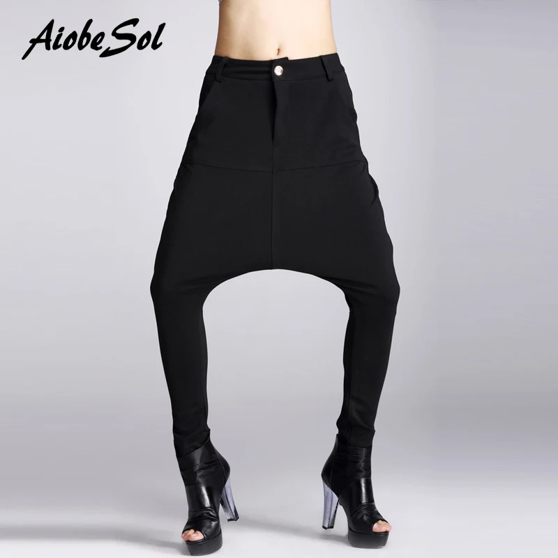 2016 Spring Autumn Women Pencil Pants Femme Fashion Hip Hop Dance Big Crotch Harem Pants Black