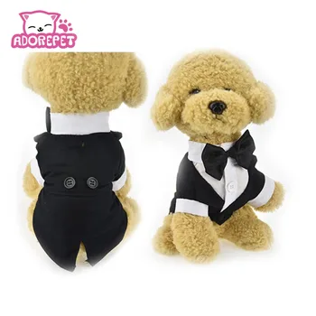 

British style pet dog Wedding Tuxedo clothes Suit with bow tie Gentleman garment Formal Party dog jacket coat Cothes Costume