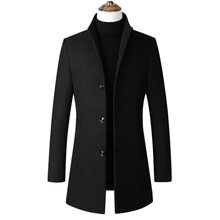 Мужской длинный хлопковый воротник Тренч дропшиппинг Зимняя шерстяная куртка мужской высокого качества шерсть облегающее пальто в повседневном стиле воротник шерстяное пальто