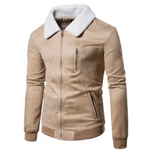 Fall And Winter Men's Jacket Thickened Compound Deer Fur Design Fashion British Style Pure Color Jacket Coat