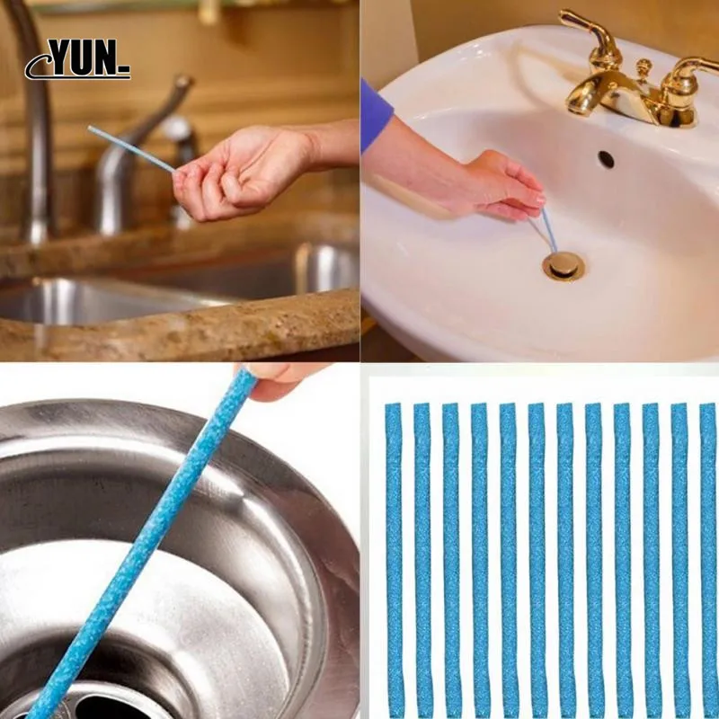 12pcs Sticks Oil Decontamination The Kitchen Toilet Bathtub Drain Cleaner Sewer Cleaning Hair Clear Rod Convenient Sewer 6D (9)