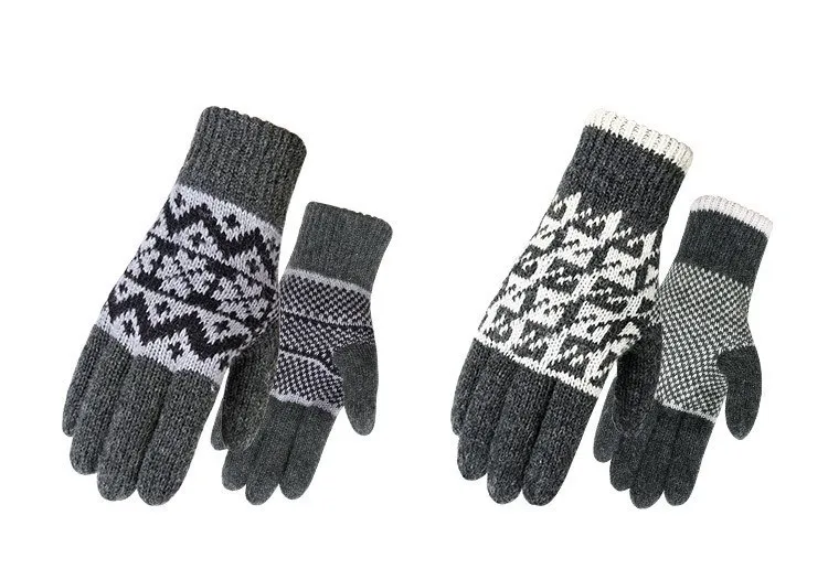 Трикотажные перчатки зимние теплые Для мужчин и Для женщин Guantes Творческий теплая качество печати перчатки Для мужчин варежки