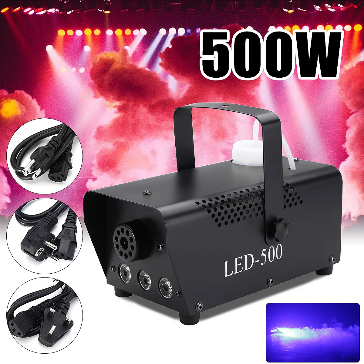 

500W Remote Control Fog Smoke Machine LED Disco Light Christmas Lamp RGB Smoke Projector DJ Party Stage Christmas Decoration