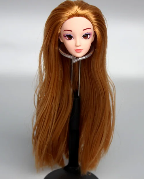 3D Real Eyes make up Doll Head with Straight Thick bangs Hair Vinyl