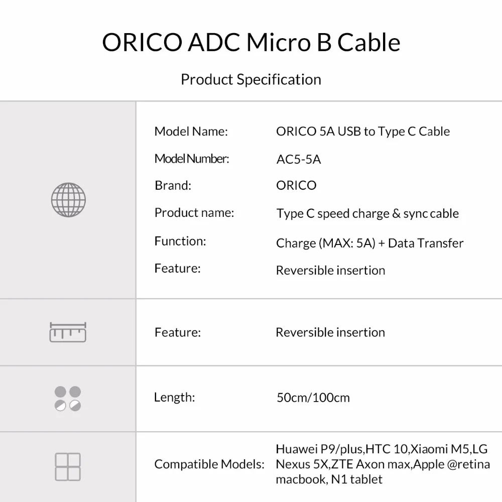 ORICO 5A usb type-C кабель для быстрой зарядки для huawei P30 mate 20 Pro Xiaomi Mi 9 htc для Macbook LG G5 зарядное устройство для мобильного телефона