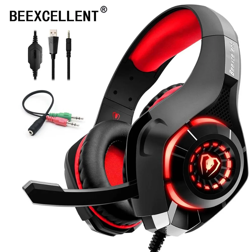Beexcellent Stereo Gaming Headset Casque Deep Bass Stereo Game Headphone with Mic LED Light for PS4 Phone PC Laptop Gamer Beexcellent Stereo Gaming Headset Casque Deep Bass Stereo Game Headphone with Mic LED Light for PS4 Phone PC Laptop Gamer
