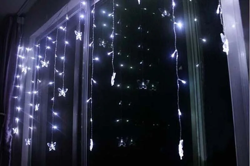 Многоцветный СВЕТОДИОДНЫЙ Праздничный Рождественский светильник, гирлянды, 4 м, 18 бабочек, 100 SMD, вечерние свадебные лампы для ЕС/США/Великобритании/Австралии
