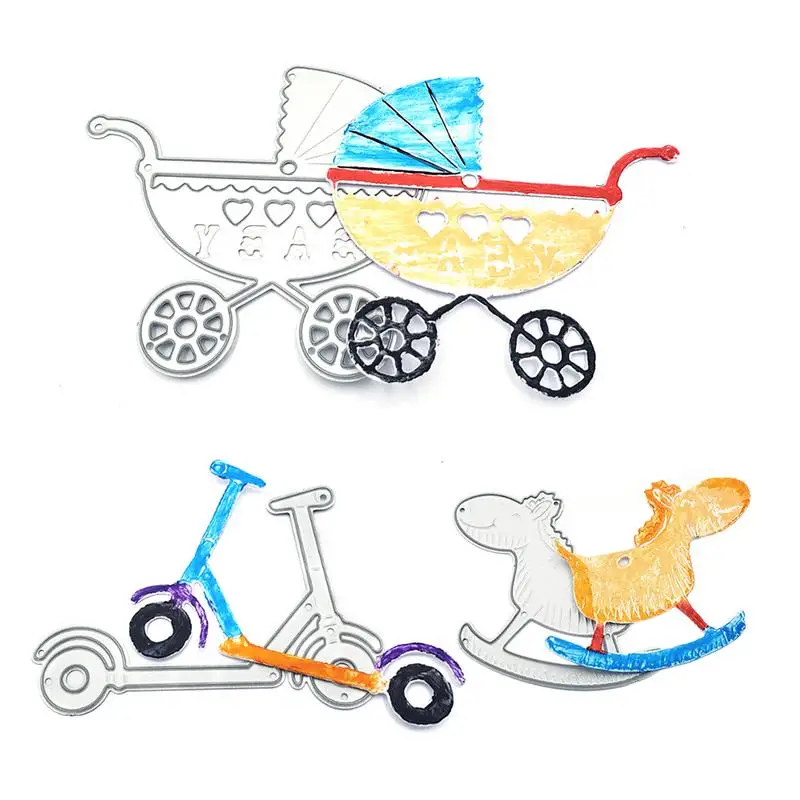 

Scooter Rocking Horse Stroller Metal Cutting Dies Stencil for DIY Scrapbooking Photo Album Embossing Paper Cards Crafts Diecuts