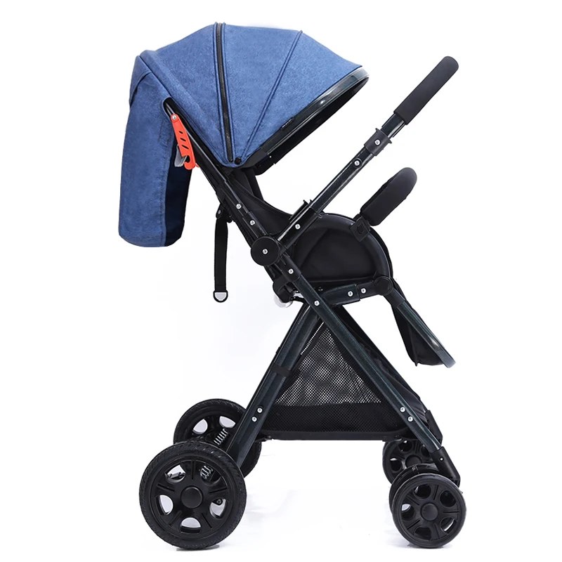 Детские коляски прогулочная 2 в 1 легкая детская коляска для новорожденных путешествия Системы Портативный складная детская тележка коляска Walker - Цвет: Black Blue