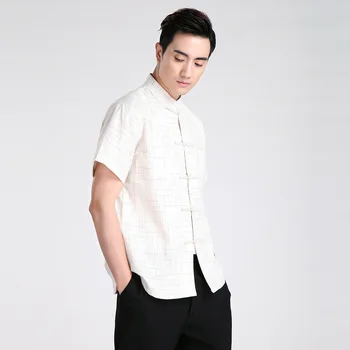 

New Fashion Trends Beige Chinese Men's Linen Classic Kung Fu Shirt Chinese Button Costume Tang Suit Size S M L XL XXL XXXL 2602