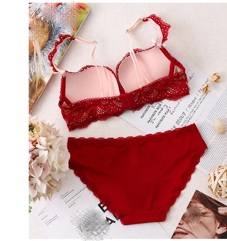 Bras And Panties Women Top Bra Sets Push Up Sexy Brassiere Panties Briefs Lace  Hollow Out Lady Underwear Small Girls Lingerie From Cadly, $28.73