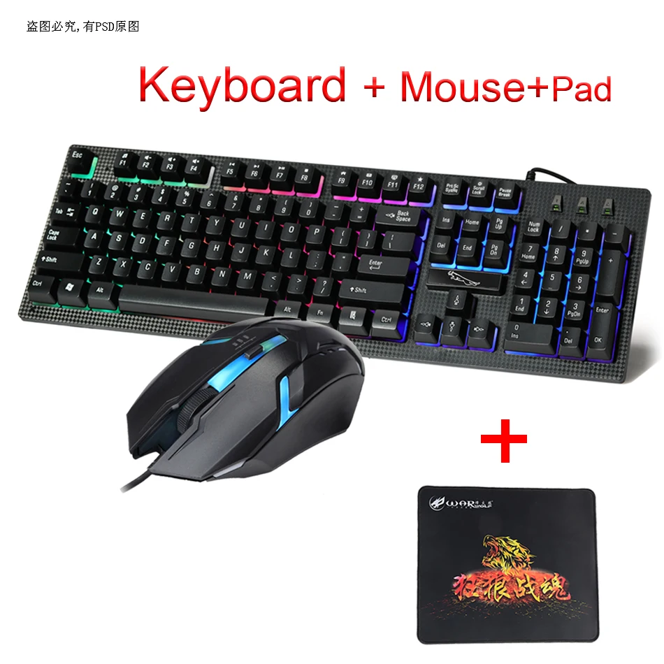 

Wired USB PC Gamer Keyboard And Mouse Set Laptop Computer Backlight 104 Keys Keyboard Mouse Combo 1600DPI