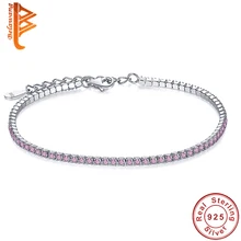 925 пробы серебро, кубического циркония браслет теннис и браслеты для Для женщин рождественские подарки новые женские модные ювелирные украшения Браслеты Mujer