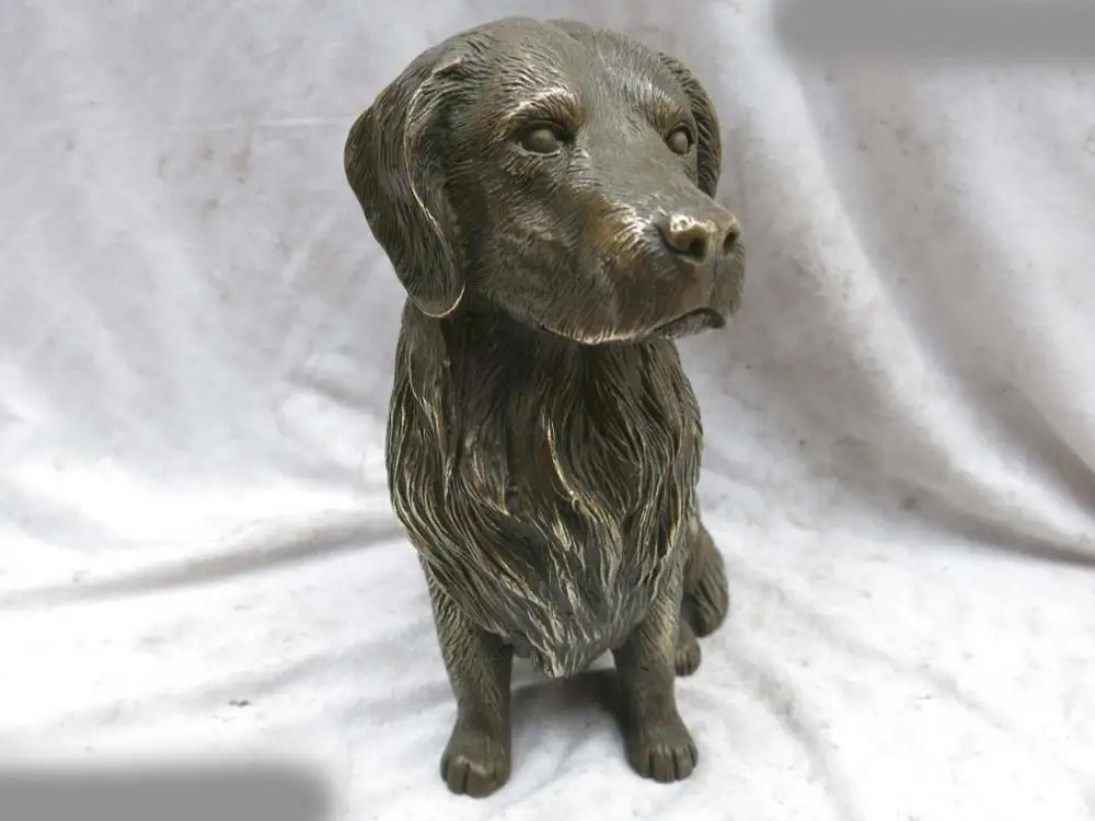 

9" Fine brass sculpture China carved Feng Shui lucky beautiful dog Statue