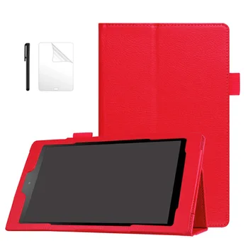 

Litchee Style PU Leather Case For New Kindle Fire HD 8 2017 8.0 inch Smart Stand Cover For Amazon Fire HD hd8 2016 Case+film+Pen