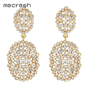 

Mecresh Colorful Rhinestone Korean Wedding Earrings for Women Crystal Statement Bridal Hanging Earrings Christmas Jewelry EH1117