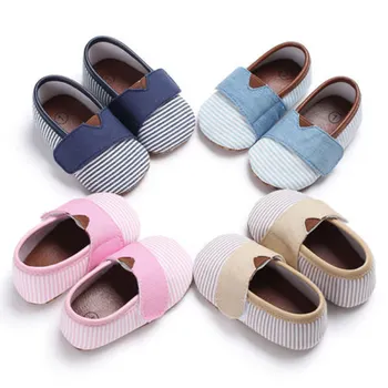 

Newborn Babies Pram Soft Sole Crib Striped Shoes Prewalker Infant Toddler Baby Boy Girl Sneaker 0-18 Months