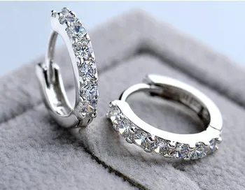 

New arrival super shiny zircon fashion ladies 925 sterling silver women stud earrings jewelry wholesale birthday gift