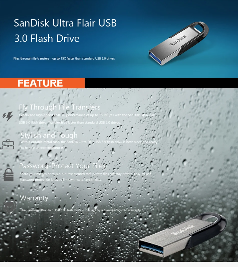 SanDisk USB Flash Drive 16GB 32GB 64GB 128G 256G CZ73 150 MB/S USB 3,0 ULTRA FLAIR memoria stick Pen Drives disco Flash U disco best buy flash drive