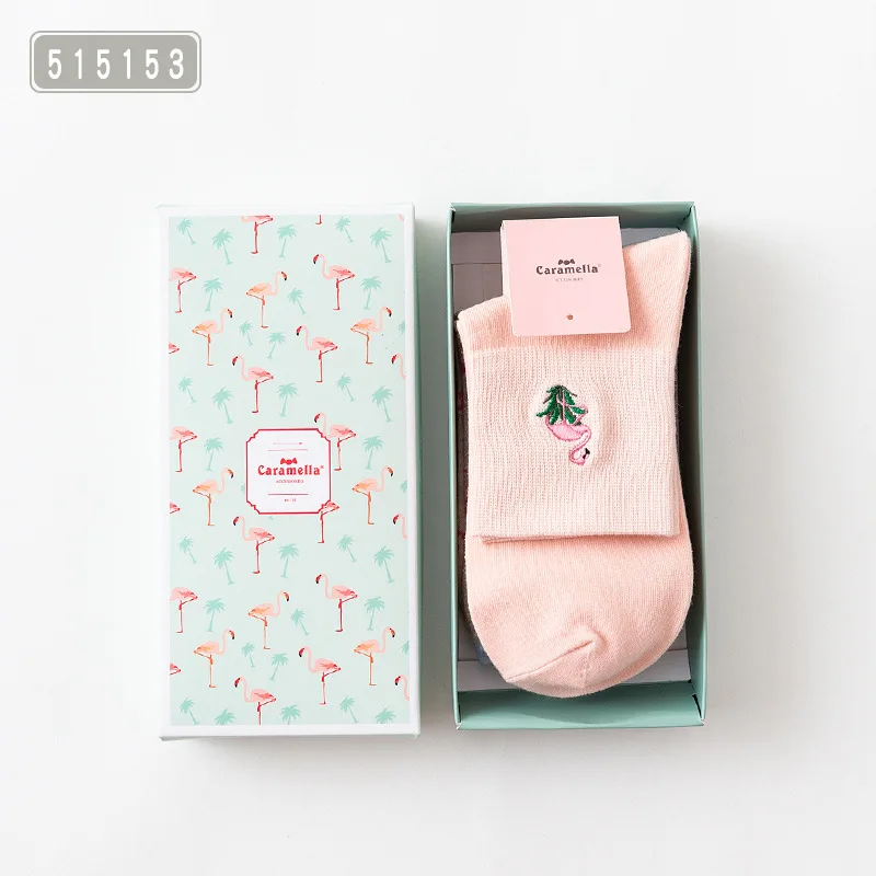 Осенние женские носки в подарочной упаковке, 3 пары, корейский стиль, Хлопковые женские повседневные модные милые забавные длинные Дышащие носки - Цвет: 515153