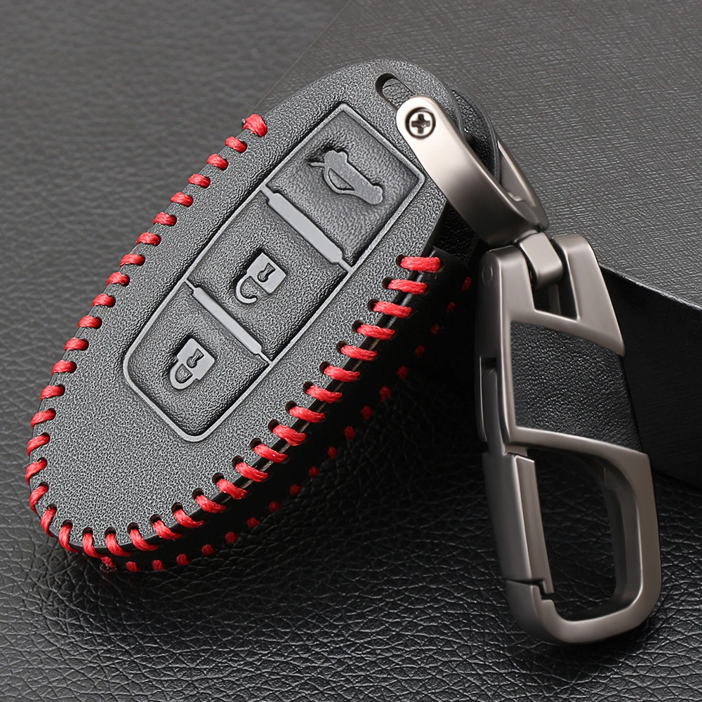 TIANHES Genuine Leather Car Key Chain Suit for Nissan Car Logo Keychain Suit for Nissan Versa Sentra Altima Rogue Murano Frontier Pathfinder Titan Key Chain Keyring Styling Decoration Accessories