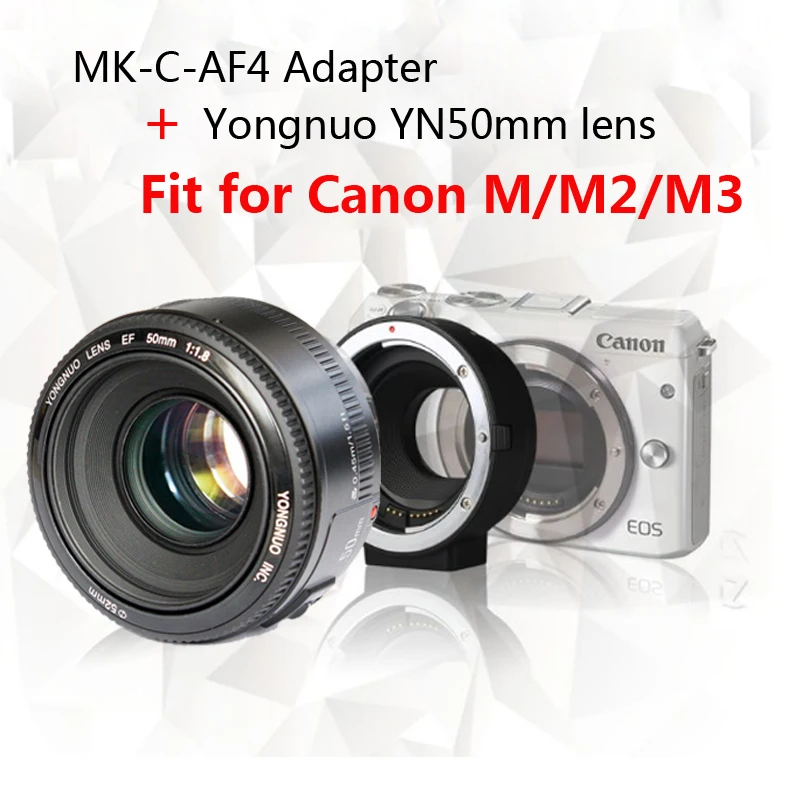 Yongnuo YN50mm F1.8 объектив AF/MF Стандартный Prime + Meike MK-C-AF4 электронный адаптер автофокуса