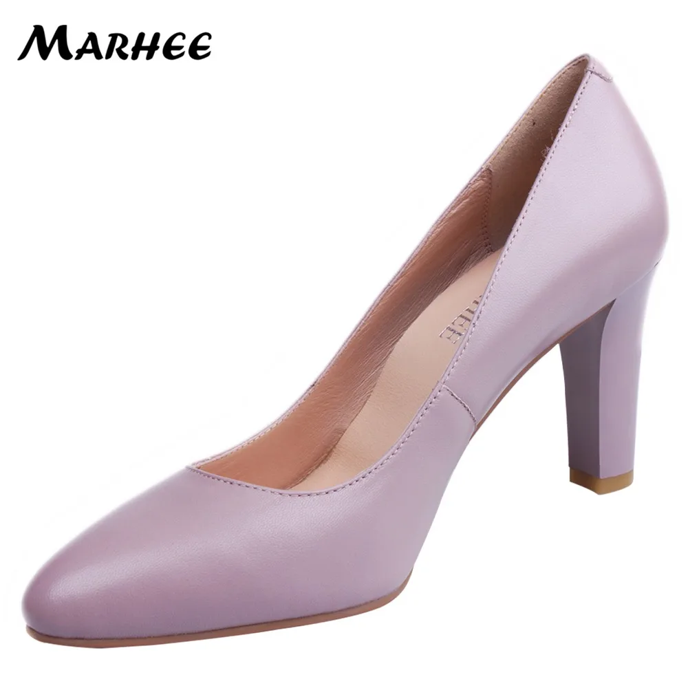 MARHEE White Pumps Mature Office Ladies Shoes Women Shoes Pumps Sheepskin Leather Pumps about 7.5cm High Heels Shoes /54/55 Women's Shoes