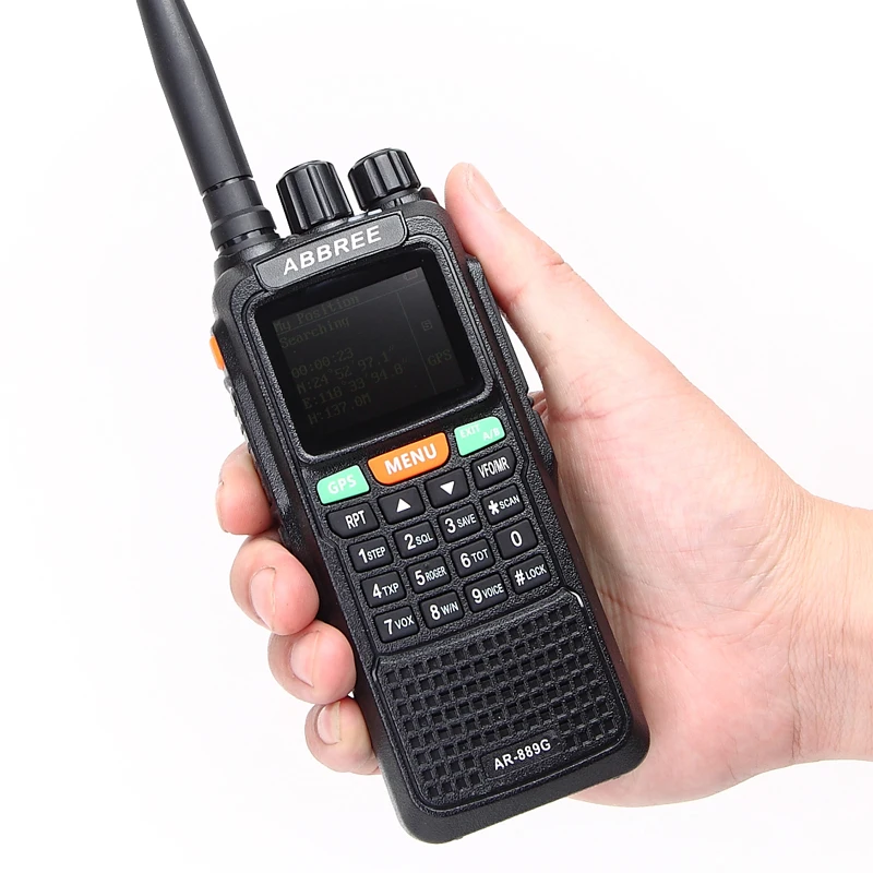 ABBREE AR-889G рация с GPS SOS 10 Вт Ночная подсветка дуплексный ретранслятор двойной перекрестный диапазон приема портативный CB двухстороннее радио
