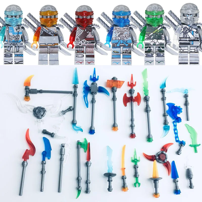 6 шт. Совместимость LegoINGlys NinjagoINGlys Crystal Edition Ллойд Джей Зейн Kai фигурка с|Блочные