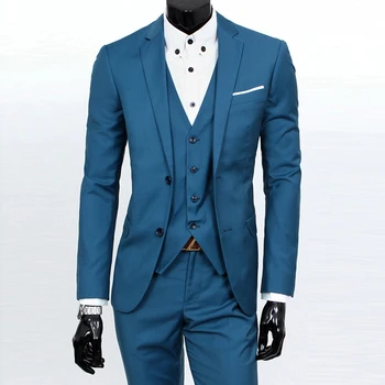 

Fashion Groom Tuxedos Wedding Suits 3 Pieces (Jacket+Vest+Pants) Bridegroom Evening Business Prom Party Suit Slim Fit for Men