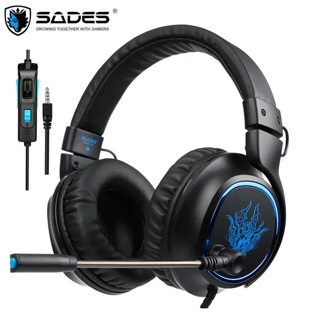 Koop SADES R5 Casque PS4 Headset Gamer Wired Stereo Gaming Hoofdtelefoon met Mic voor PC Xbox Een Mobiele Telefoon Laptop Mac