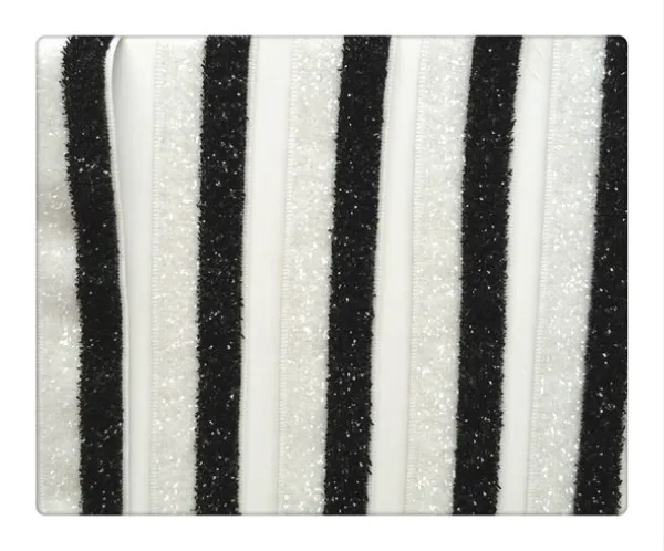 

(Price Negotiated) 5/8" Stretch Black And White Striped Metallic Velvet Ribbon