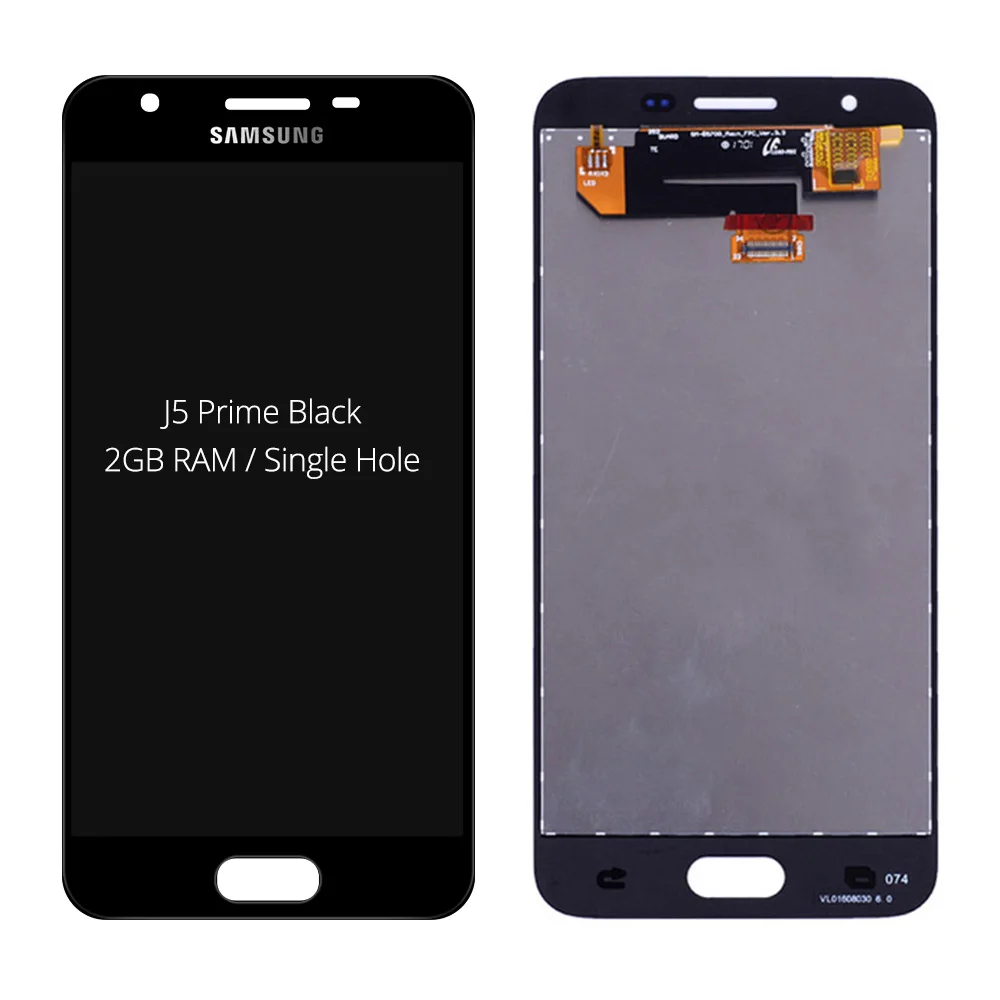 Дисплей для samsung J5 Prime G570 G570F G570M G570Y J5 Prime G571F ЖК-дисплей с сенсорным датчик экрана в сборе - Цвет: Single Hole Black