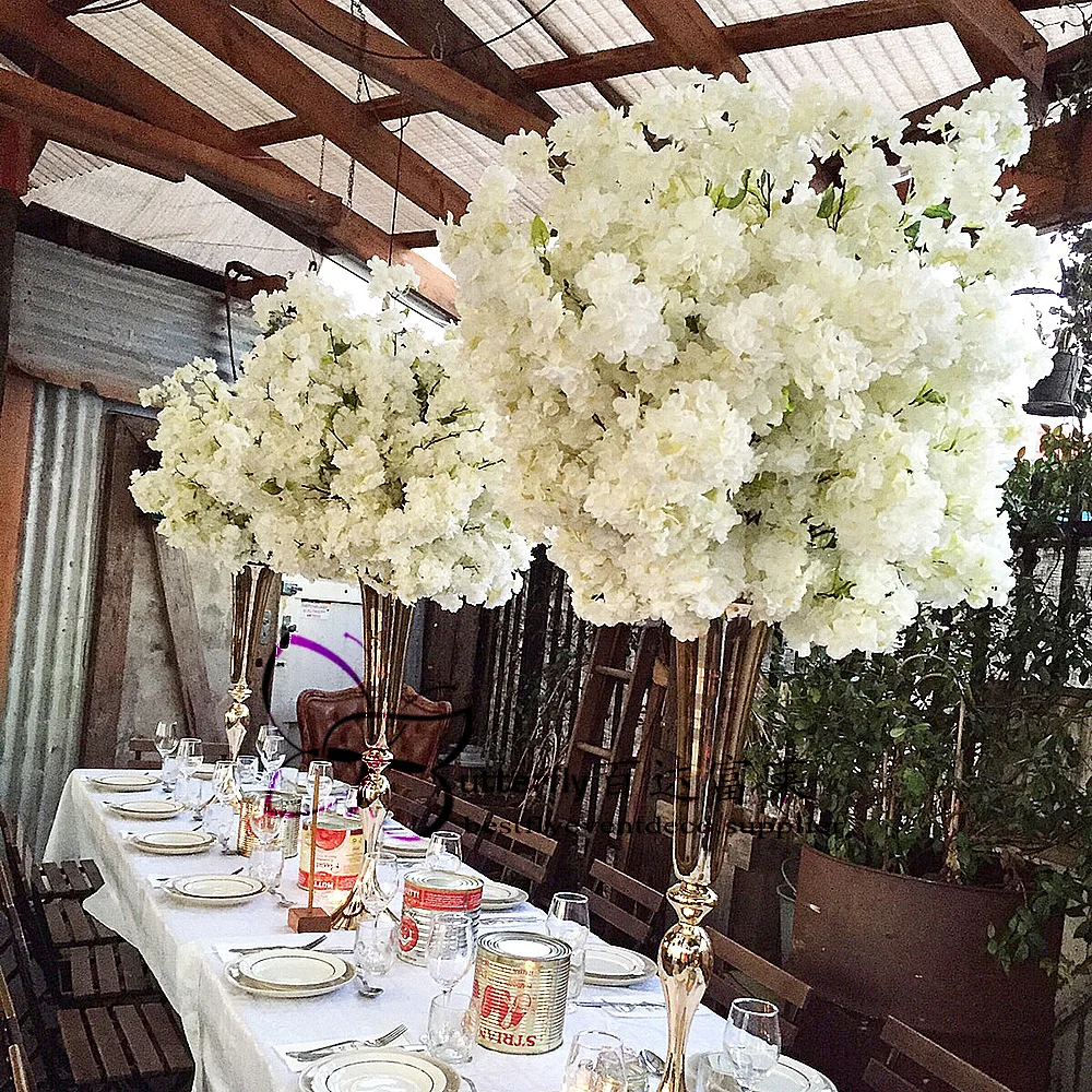 Gold Trumpet Vases Centerpiece Flowers Stand-6