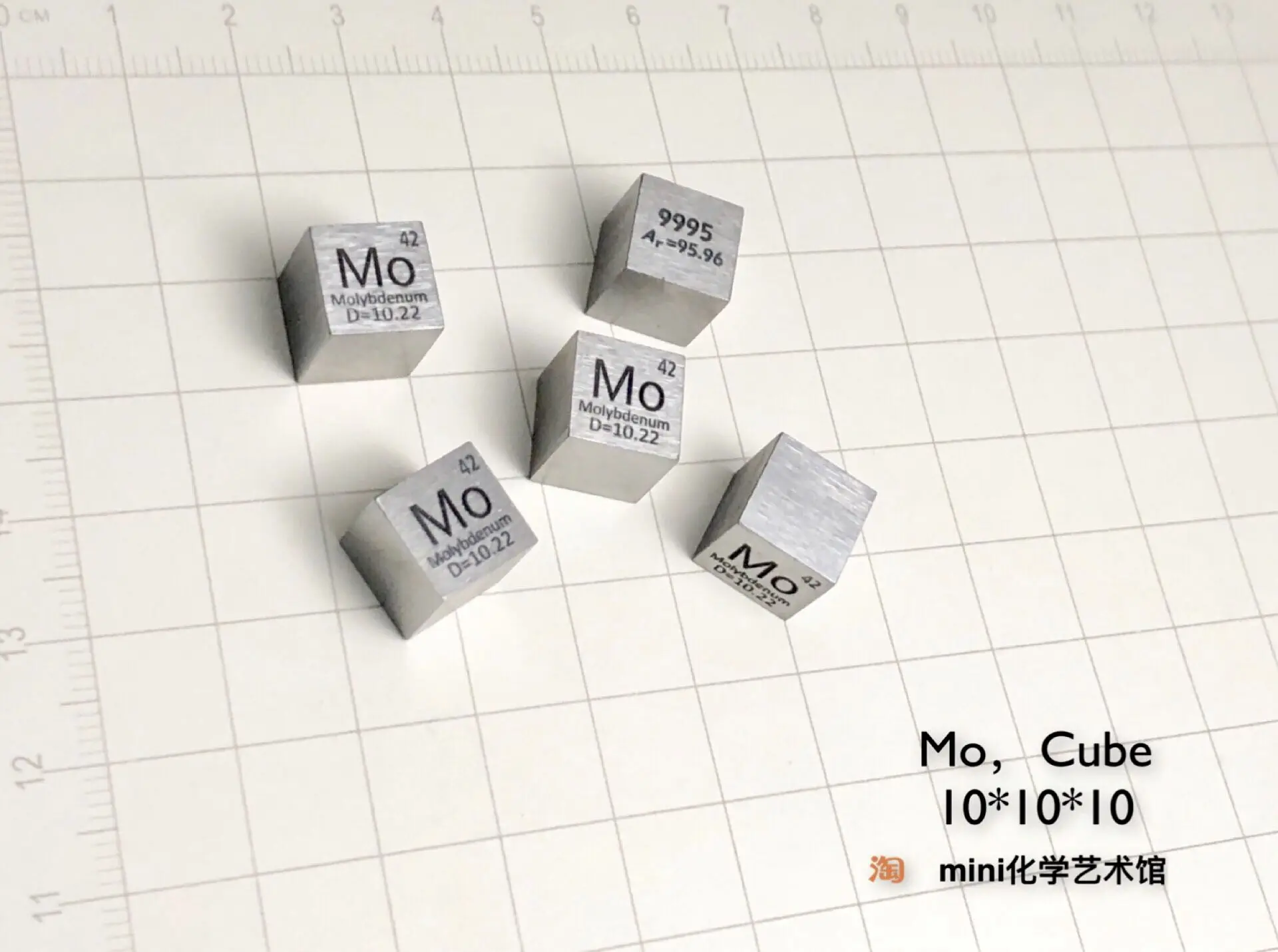 

Customized Periodic Phenotypic Cubes of Molybdenum Metal Have an Edge Length of 10 Mm and a Weight of 10.3 G Mo (> 99.95%).