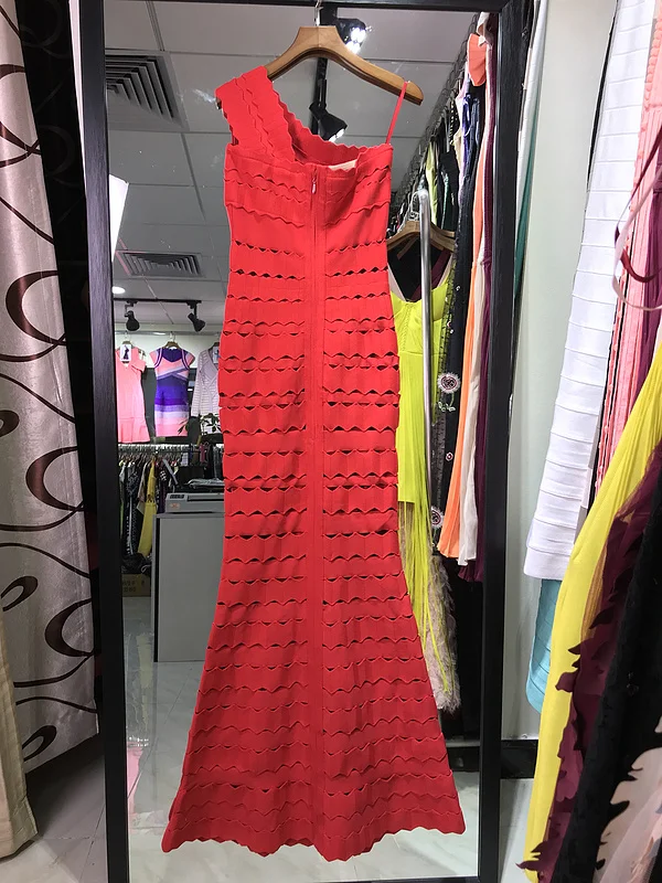 Китай 90% вискоза 1% нейлон 9% спандекс выдалбливают одно плечо Vestido Розовый и красный цвет вечернее платье Going Out вечерние макси платье Для женщин