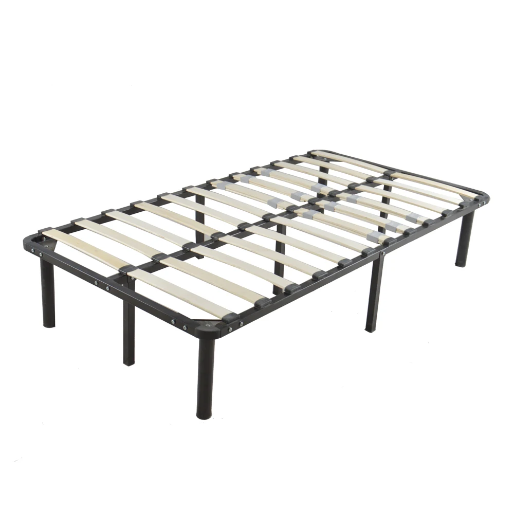 Wooden Bed Slat and Metal Iron Stand Twin Size Iron Bed Black Dropshipping