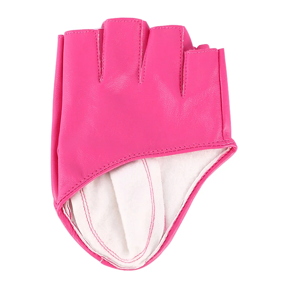 Модные перчатки из искусственной кожи с открытыми пальцами, женские перчатки без пальцев для шоу и вождения, стильные модные аксессуары для одежды, 6 цветов - Цвет: rose red