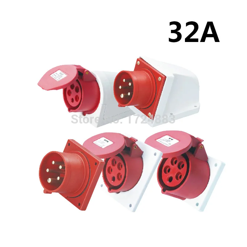 

32A 3 pole connector Industrial male&female sockets SFN-125/SFN-325/SFN-425/SFN-525/SFN-625 waterproof IP44 3P+N+E