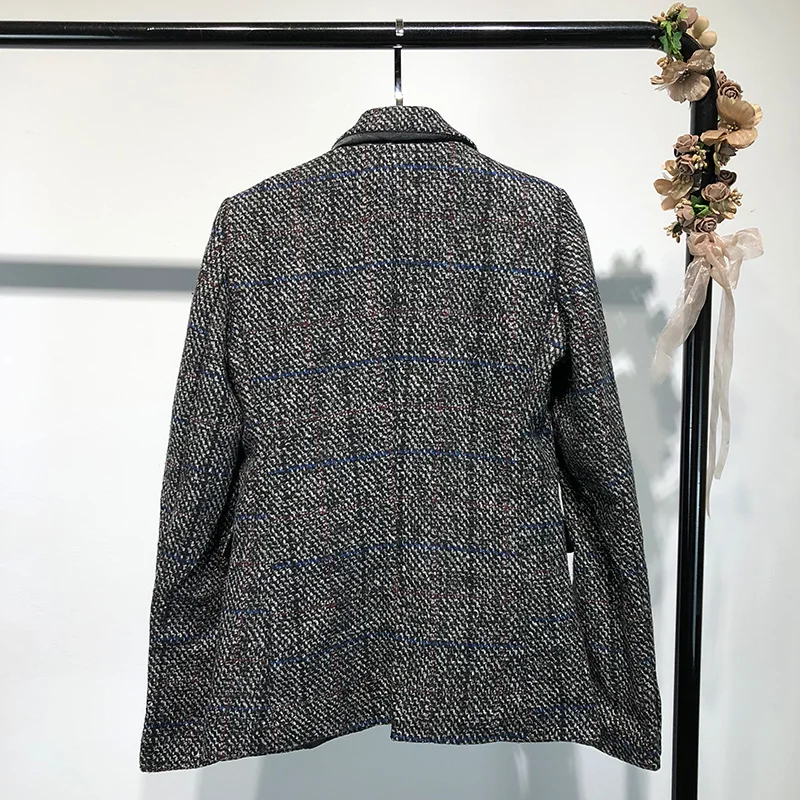 2018 Autumn Europe Style Female Plaid Blazer&Pant Suit 2 Pieces Set Women BF Slim Full Sleeve Coat Long Trouser Elegant OL Lady