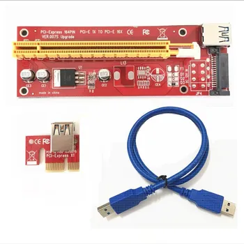 

300set Latest 007S Red PCI-E PCI E Express Riser Extender Card Adapter 1x to 16x SATA Molex Power Supply For BTC Miner Machine