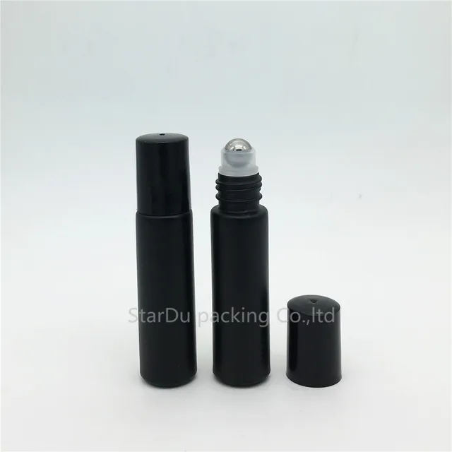 240pcs/lot 10ml black roll on perfume bottle, 10cc Frosted essential
